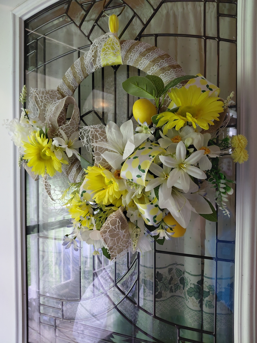 Yellow and White with Lemons Floral Spring/Summer Wreath - Picture 11 of 12